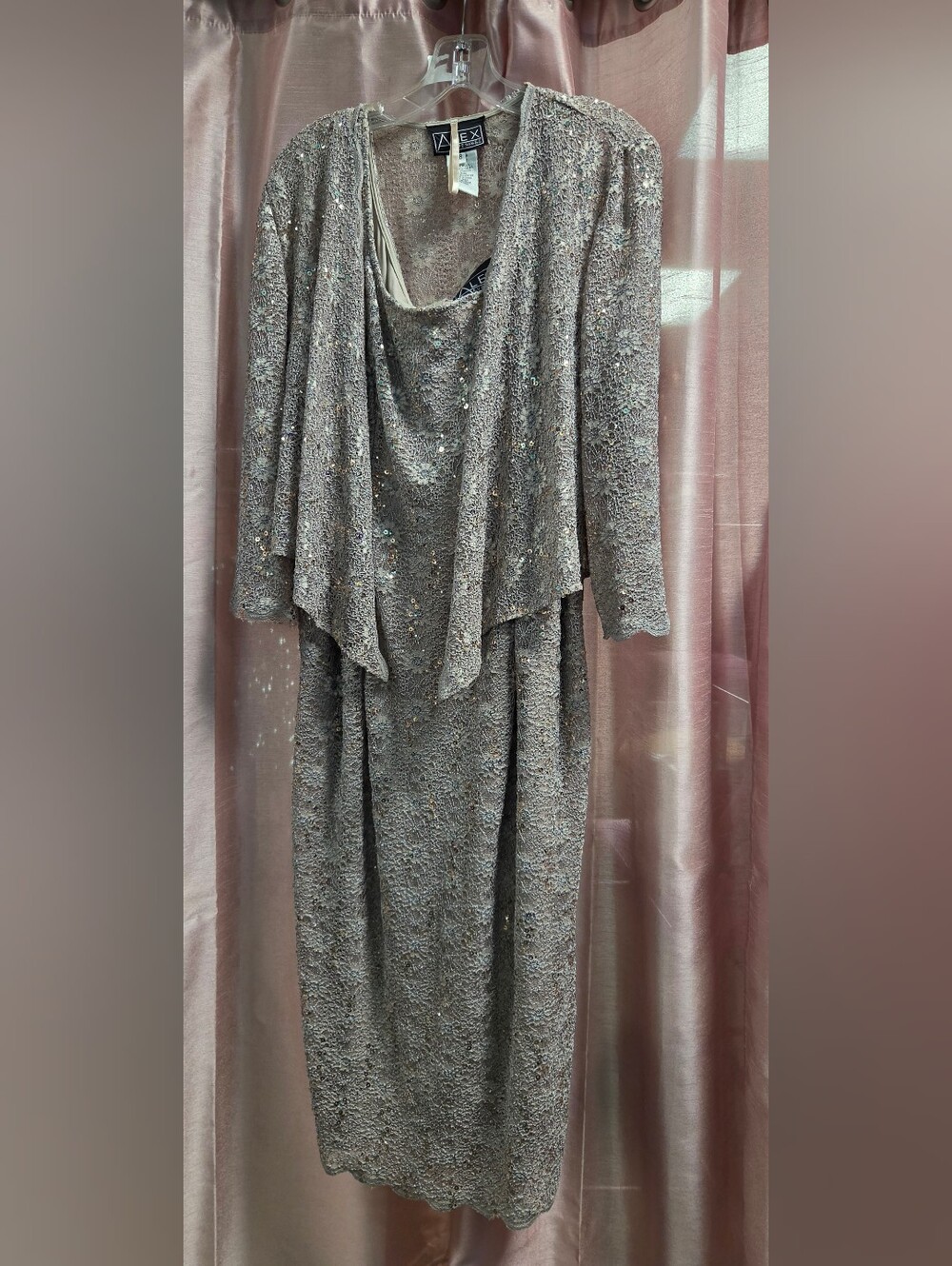 Elegant Silver Sequin Lace Skirt - Women